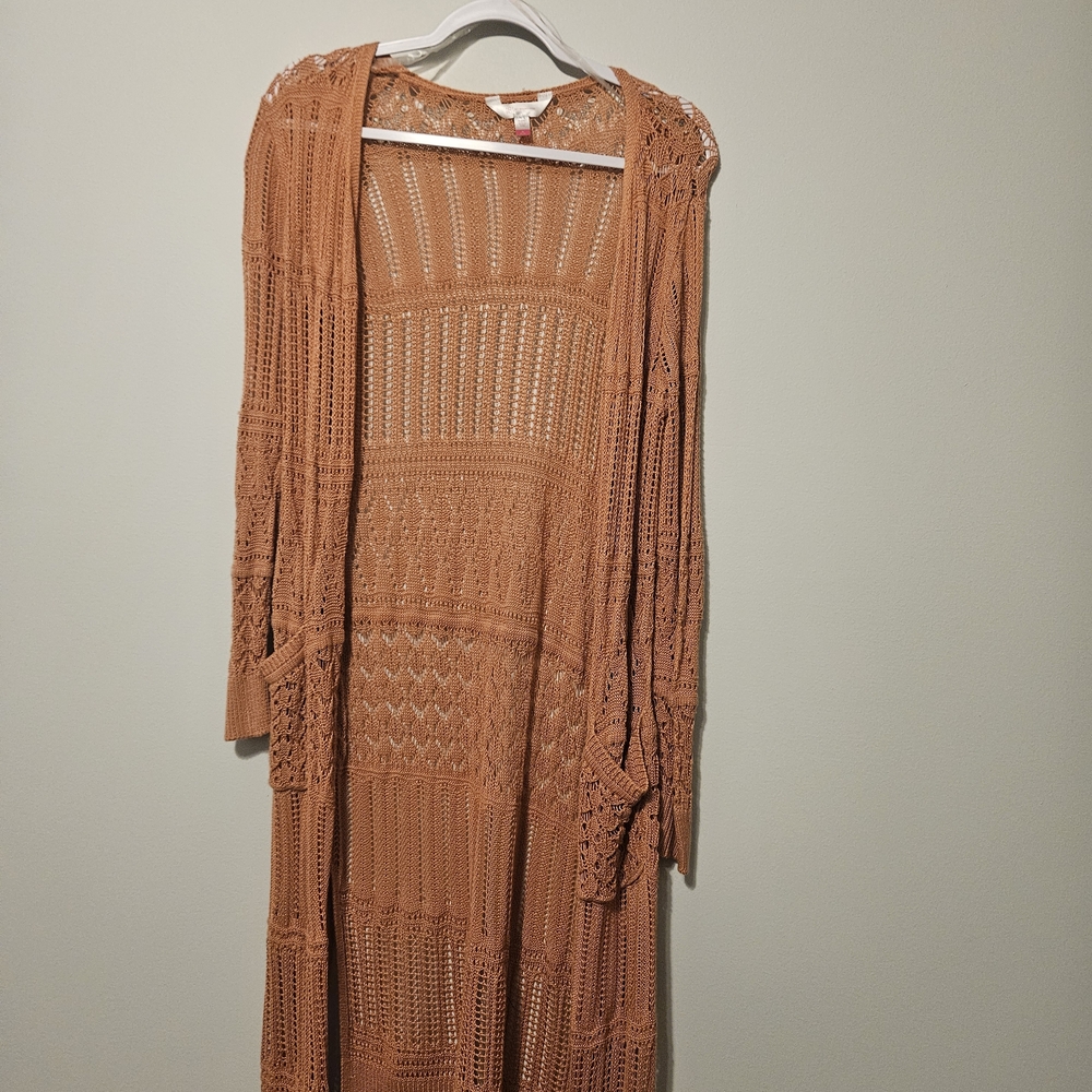 No Boundaries Crochet Cardigan in Warm Brown